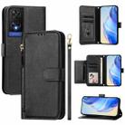 For TCL 505 Multi-Card Slots Zipper Wallet Leather Phone Case(Black) - 1