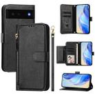 For Google Pixel 6 Multi-Card Slots Zipper Wallet Leather Phone Case(Black) - 1