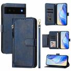 For Google Pixel 6 Multi-Card Slots Zipper Wallet Leather Phone Case(Blue) - 1