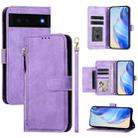 For Google Pixel 6 Multi-Card Slots Zipper Wallet Leather Phone Case(Purple) - 1