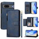 For Google Pixel 7 Multi-Card Slots Zipper Wallet Leather Phone Case(Blue) - 1