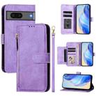 For Google Pixel 7 Multi-Card Slots Zipper Wallet Leather Phone Case(Purple) - 1