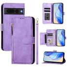 For Google Pixel 7 Pro Multi-Card Slots Zipper Wallet Leather Phone Case(Purple) - 1