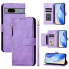 For Google Pixel 7a Multi-Card Slots Zipper Wallet Leather Phone Case(Purple) - 1