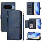 For Google Pixel 9 Pro XL Multi-Card Slots Zipper Wallet Leather Phone Case(Blue) - 1