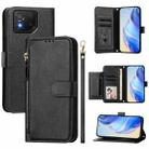 For Asus ROG Phone 8 / 8 Pro Multi-Card Slots Zipper Wallet Leather Phone Case(Black) - 1