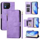 For Asus ROG Phone 8 / 8 Pro Multi-Card Slots Zipper Wallet Leather Phone Case(Purple) - 1