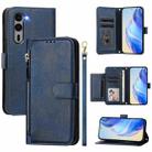 For Fujitsu Arrows We2 Plus F-51E Multi-Card Slots Zipper Wallet Leather Phone Case(Blue) - 1