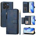For Blackview Oscal Flat 1C Multi-Card Slots Zipper Wallet Leather Phone Case(Blue) - 1