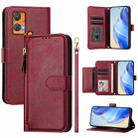 For Oukitel C33 Multi-Card Slots Zipper Wallet Leather Phone Case(Dark Red) - 1