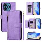 For Oukitel C51 Multi-Card Slots Zipper Wallet Leather Phone Case(Purple) - 1