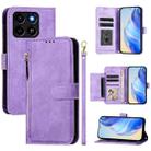 For ZTE Blade A35 / A55 Multi-Card Slots Zipper Wallet Leather Phone Case(Purple) - 1