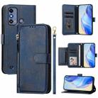 For ZTE Blade A53 / A53+ Multi-Card Slots Zipper Wallet Leather Phone Case(Blue) - 1