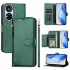 For ZTE Blade V40s Multi-Card Slots Zipper Wallet Leather Phone Case(Green) - 1