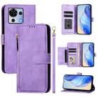 For ZTE Blade V50 Vita Multi-Card Slots Zipper Wallet Leather Phone Case(Purple) - 1