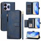 For ZTE Blade V60 Design / Axon 60 Multi-Card Slots Zipper Wallet Leather Phone Case(Blue) - 1