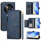 For ZTE Blade A75 5G / Nubia Focus Multi-Card Slots Zipper Wallet Leather Phone Case(Blue) - 1