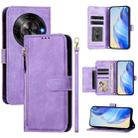 For ZTE Blade A75 5G / Nubia Focus Multi-Card Slots Zipper Wallet Leather Phone Case(Purple) - 1