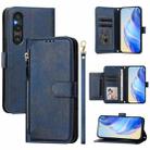 For Sony Xperia 1 V Multi-Card Slots Zipper Wallet Leather Phone Case(Blue) - 1