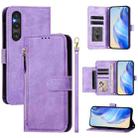 For Sony Xperia 1 V Multi-Card Slots Zipper Wallet Leather Phone Case(Purple) - 1