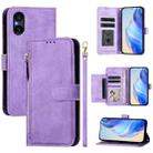 For Sony Xperia 5 V Multi-Card Slots Zipper Wallet Leather Phone Case(Purple) - 1