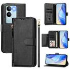 For vivo V29 5G / V29 Pro Global Multi-Card Slots Zipper Wallet Leather Phone Case(Black) - 1