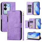 For vivo V29 5G / V29 Pro Global Multi-Card Slots Zipper Wallet Leather Phone Case(Purple) - 1