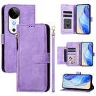 For vivo S19 Multi-Card Slots Zipper Wallet Leather Phone Case(Purple) - 1