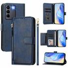 For vivo V27e 4G / T2 4G Global Multi-Card Slots Zipper Wallet Leather Phone Case(Blue) - 1