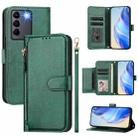 For vivo V27e 4G / T2 4G Global Multi-Card Slots Zipper Wallet Leather Phone Case(Green) - 1