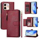 For vivo Y28 4G Multi-Card Slots Zipper Wallet Leather Phone Case(Dark Red) - 1