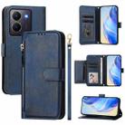 For vivo Y36 5G / 4G / Y27s 4G Global Multi-Card Slots Zipper Wallet Leather Phone Case(Blue) - 1