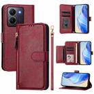 For vivo Y36 5G / 4G / Y27s 4G Global Multi-Card Slots Zipper Wallet Leather Phone Case(Dark Red) - 1