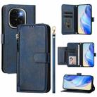 For vivo iQOO Z9s Pro 5G / T3 Pro 5G India Multi-Card Slots Zipper Wallet Leather Phone Case(Blue) - 1