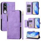 For vivo V40 Lite 5G IDN Multi-Card Slots Zipper Wallet Leather Phone Case(Purple) - 1