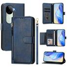 For vivo V40e 5G India / iQOO Z9s 5G Multi-Card Slots Zipper Wallet Leather Phone Case(Blue) - 1