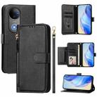 For vivo V50 Global Multi-Card Slots Zipper Wallet Leather Phone Case(Black) - 1