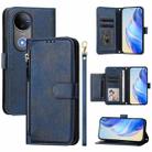 For vivo V50 Global Multi-Card Slots Zipper Wallet Leather Phone Case(Blue) - 1