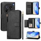 For vivo X200s Multi-Card Slots Zipper Wallet Leather Phone Case(Black) - 1