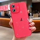 For iPhone 16 Plus Glitter Powder TPU Phone Case(Transparent Red) - 1