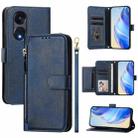 For OPPO A1 Pro 5G / Reno8 T 5G Global Multi-Card Slots Zipper Wallet Leather Phone Case(Blue) - 1