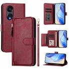 For OPPO A1 Pro 5G / Reno8 T 5G Global Multi-Card Slots Zipper Wallet Leather Phone Case(Dark Red) - 1
