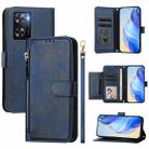 For OPPO A57 4G / A77 4G / A57s 4G Global Multi-Card Slots Zipper Wallet Leather Phone Case(Blue) - 1