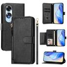 For OPPO A60 4G Global Multi-Card Slots Zipper Wallet Leather Phone Case(Black) - 1