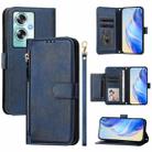 For OPPO A79 5G Global Multi-Card Slots Zipper Wallet Leather Phone Case(Blue) - 1