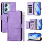 For OPPO A79 5G Global Multi-Card Slots Zipper Wallet Leather Phone Case(Purple) - 1