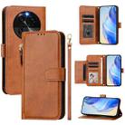 For OPPO Find X6 Multi-Card Slots Zipper Wallet Leather Phone Case(Brown) - 1