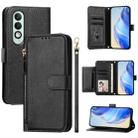 For OPPO K12x 5G Global Multi-Card Slots Zipper Wallet Leather Phone Case(Black) - 1