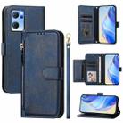 For OPPO Reno7 5G Global / Find X5 Lite Multi-Card Slots Zipper Wallet Leather Phone Case(Blue) - 1