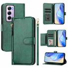 For OPPO Reno12 Pro 5G Global Multi-Card Slots Zipper Wallet Leather Phone Case(Green) - 1